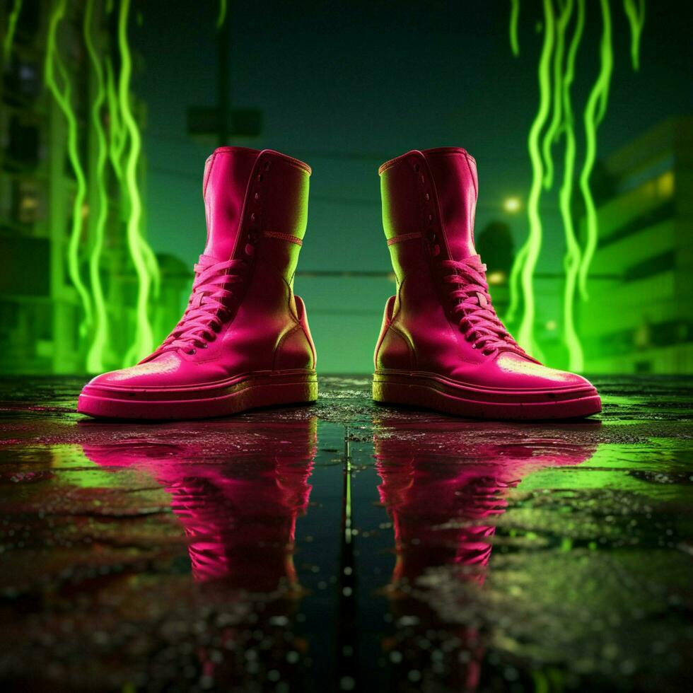 Neon green vs hot pink high quality photo