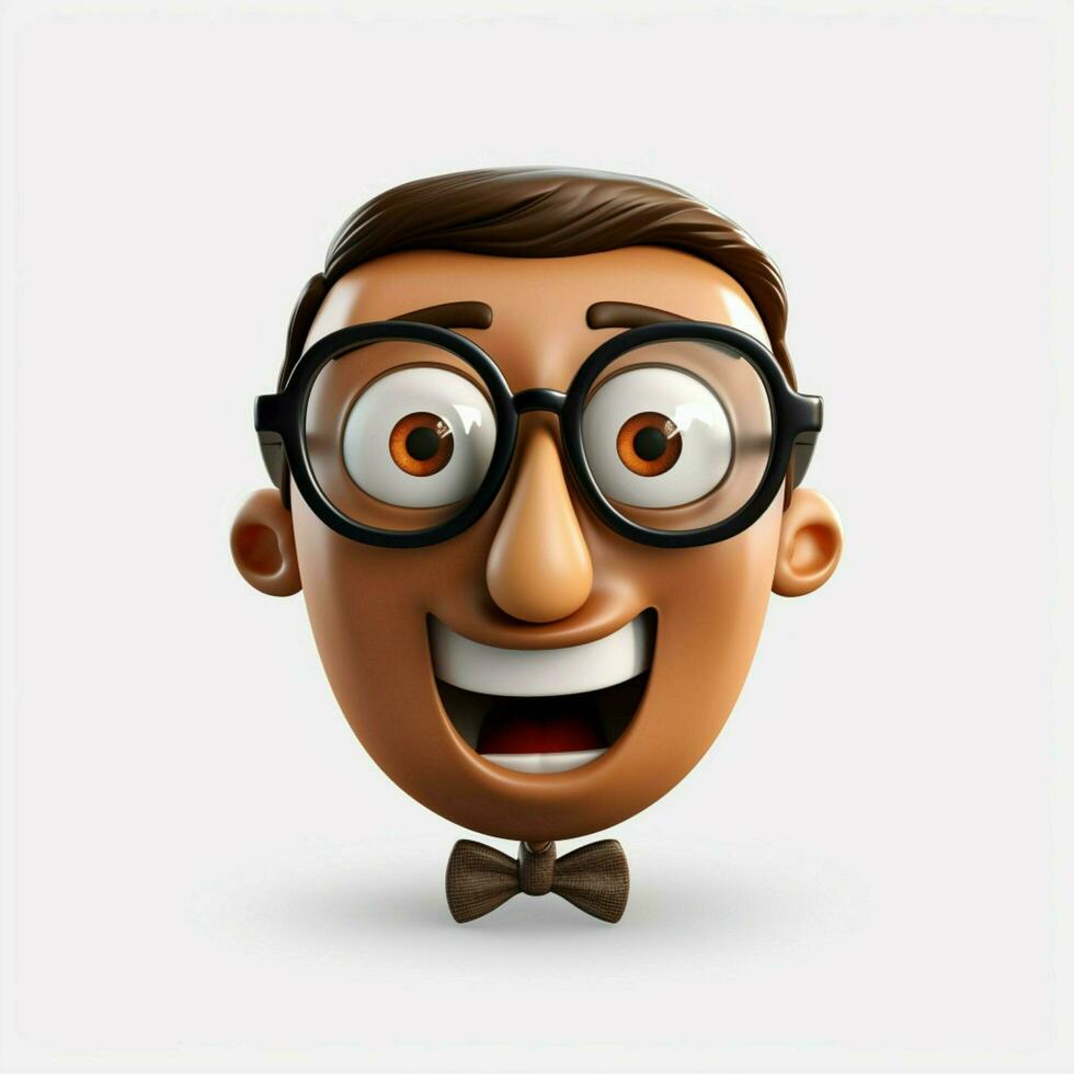 nerd cara emoji en blanco antecedentes alto calidad 4k hdr foto