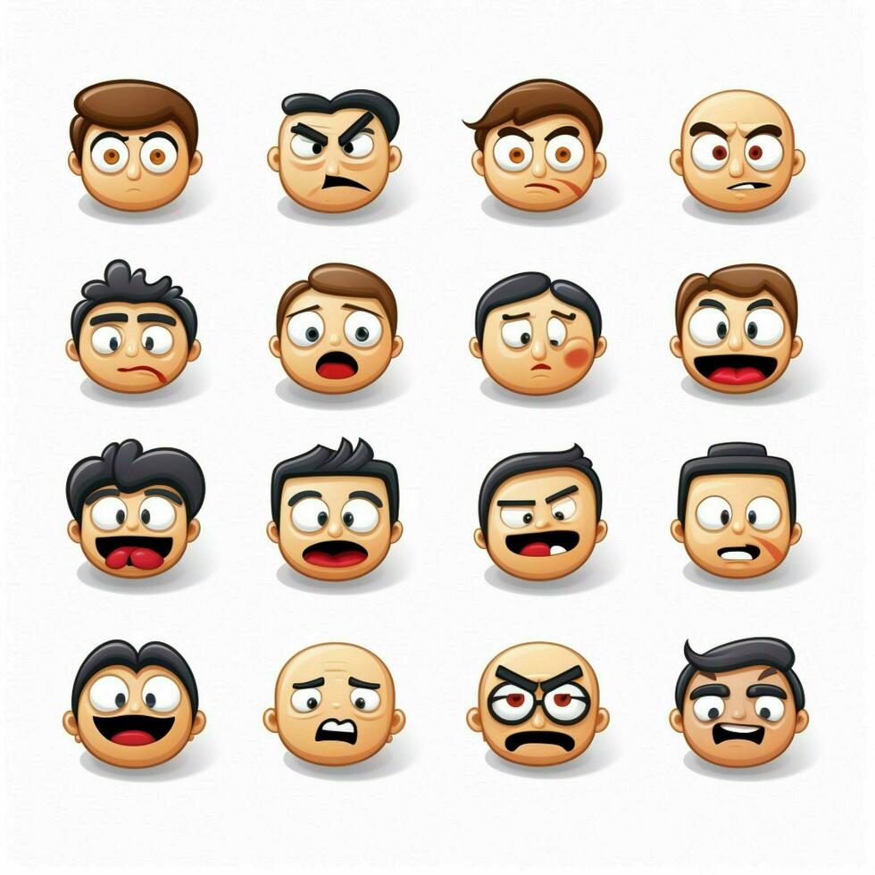 neutral caras emojis 2d dibujos animados vector ilustración en whi foto