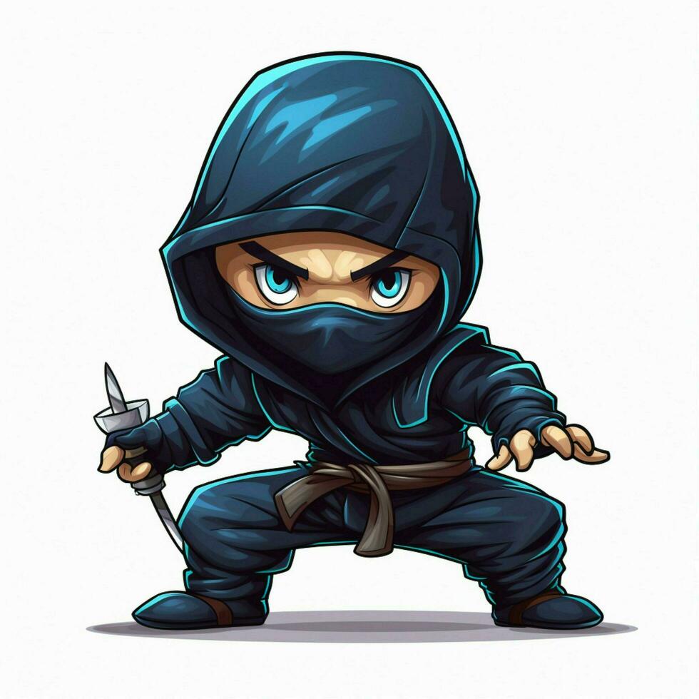 Ninja 2d cartoon illustraton on white background high qual photo