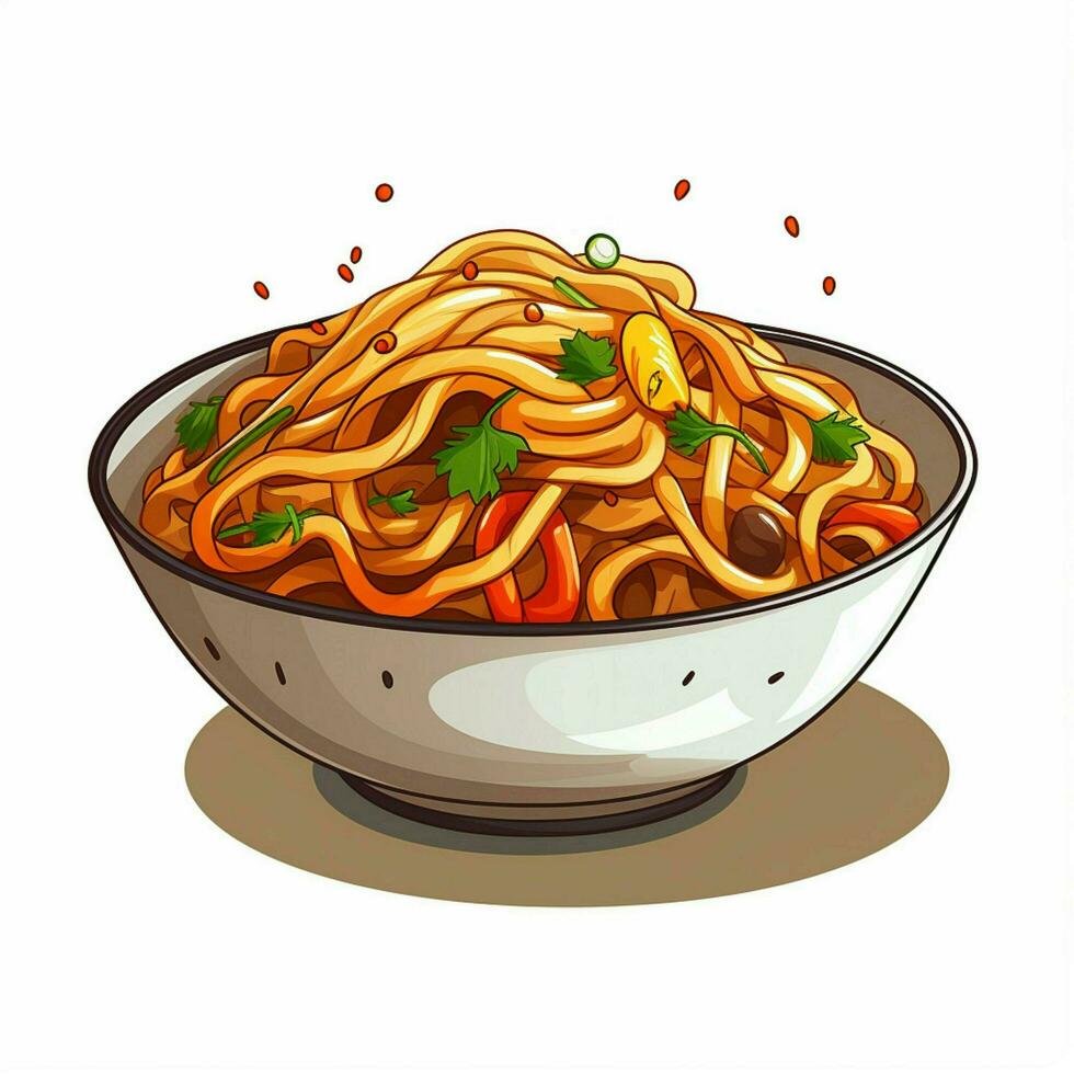 Noodles 2d vector illustration cartoon in white background photo