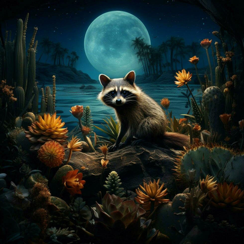 Nocturnal animals exploring the world under the moonlight photo