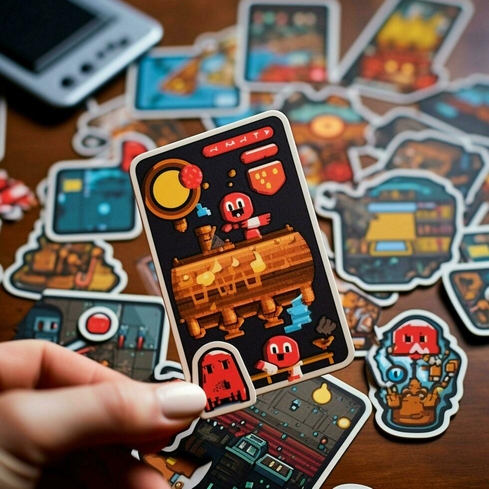 Nostalgic and retro-inspired video game stickers photo