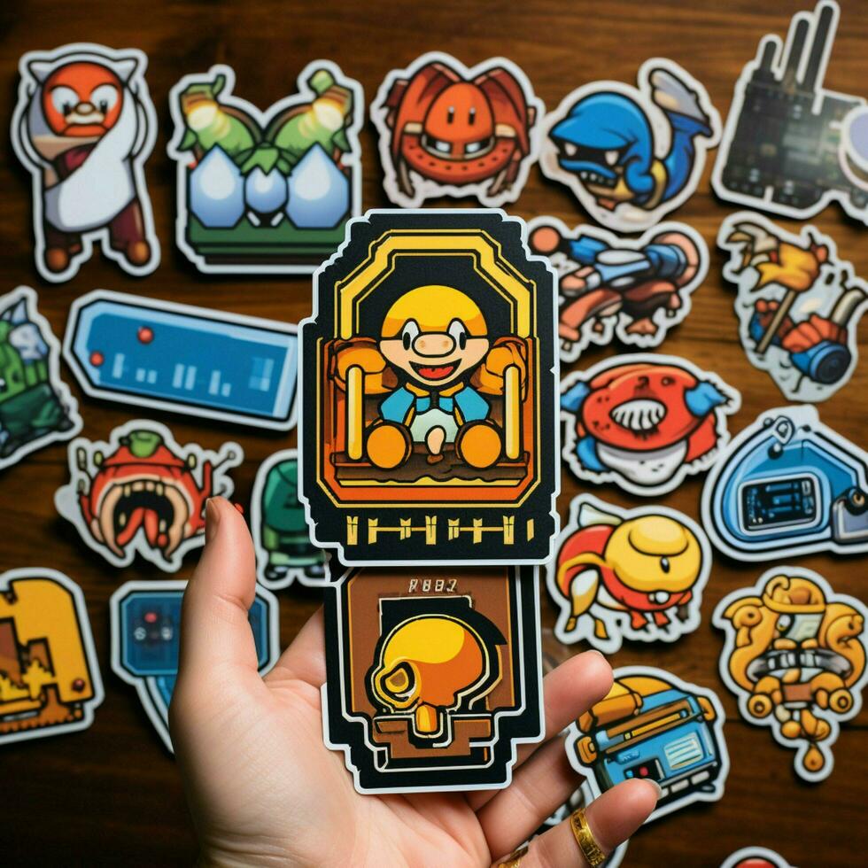 Nostalgic and retro-inspired video game stickers photo