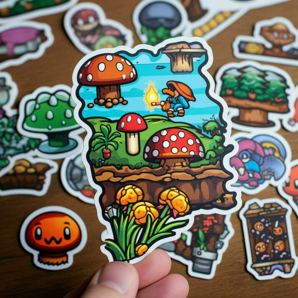 Nostalgic and retro-inspired video game stickers photo