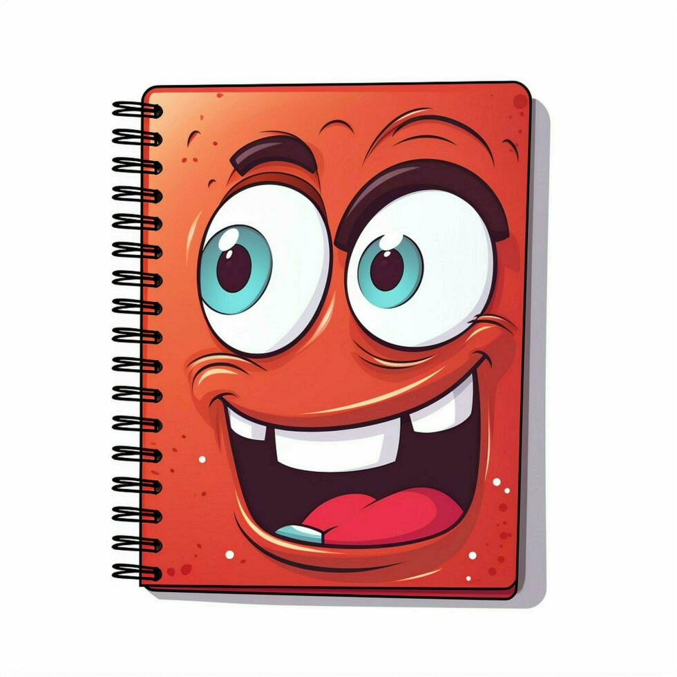 cuaderno 2d dibujos animados vector ilustración en blanco fondo foto