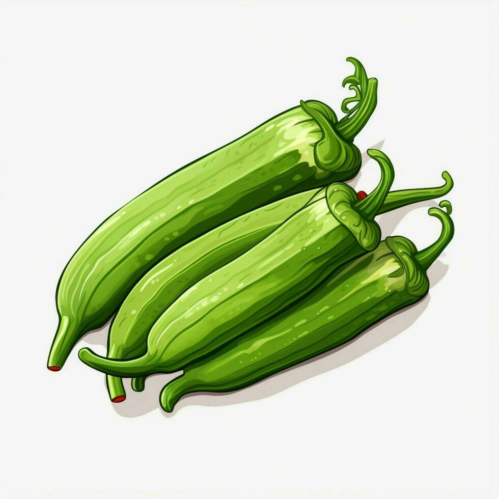 Okra 2d cartoon illustraton on white background high quali photo