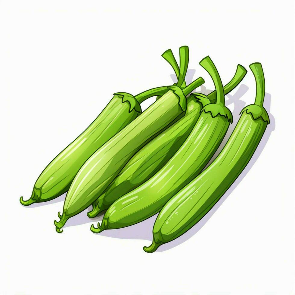 Okra 2d cartoon illustraton on white background high quali photo