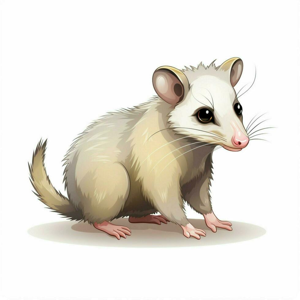 Opossum 2d vector illustration cartoon in white background photo