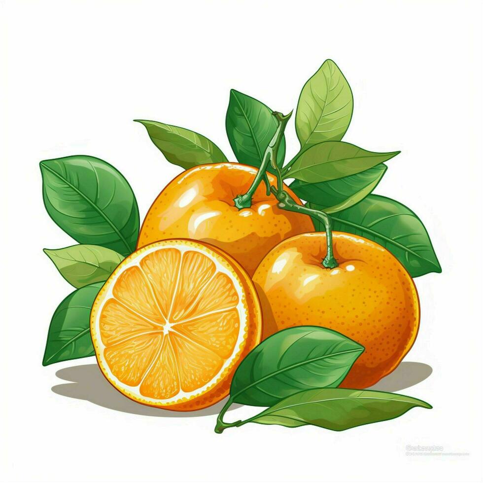 Oranges 2d vector illustration cartoon in white background photo