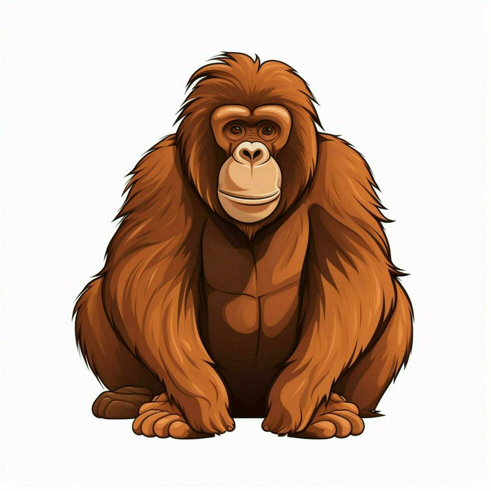 Orangutan 2d cartoon vector illustration on white backgrou photo