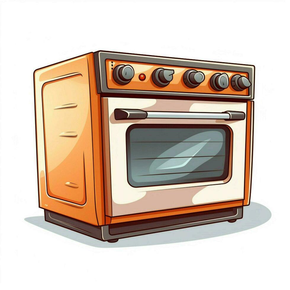 Oven 2d cartoon illustraton on white background high quali photo