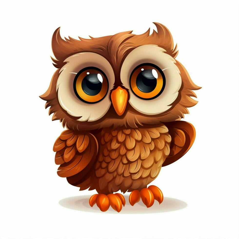 Owl 2d cartoon vector illustration on white background hig photo