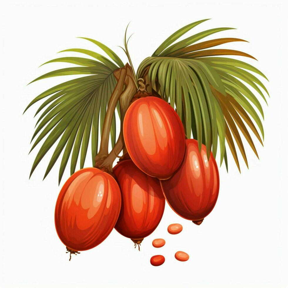 Palm fruit 2d cartoon illustraton on white background high photo