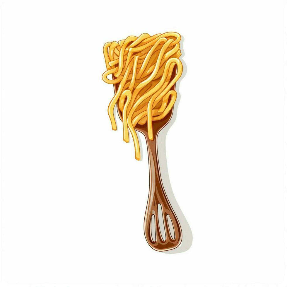 Pasta Fork 2d cartoon illustraton on white background high photo