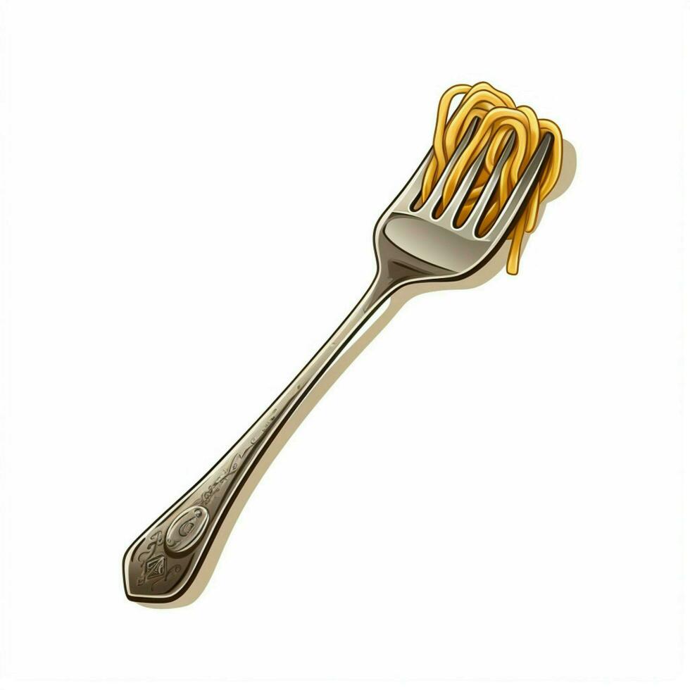 Pasta Fork 2d cartoon illustraton on white background high photo