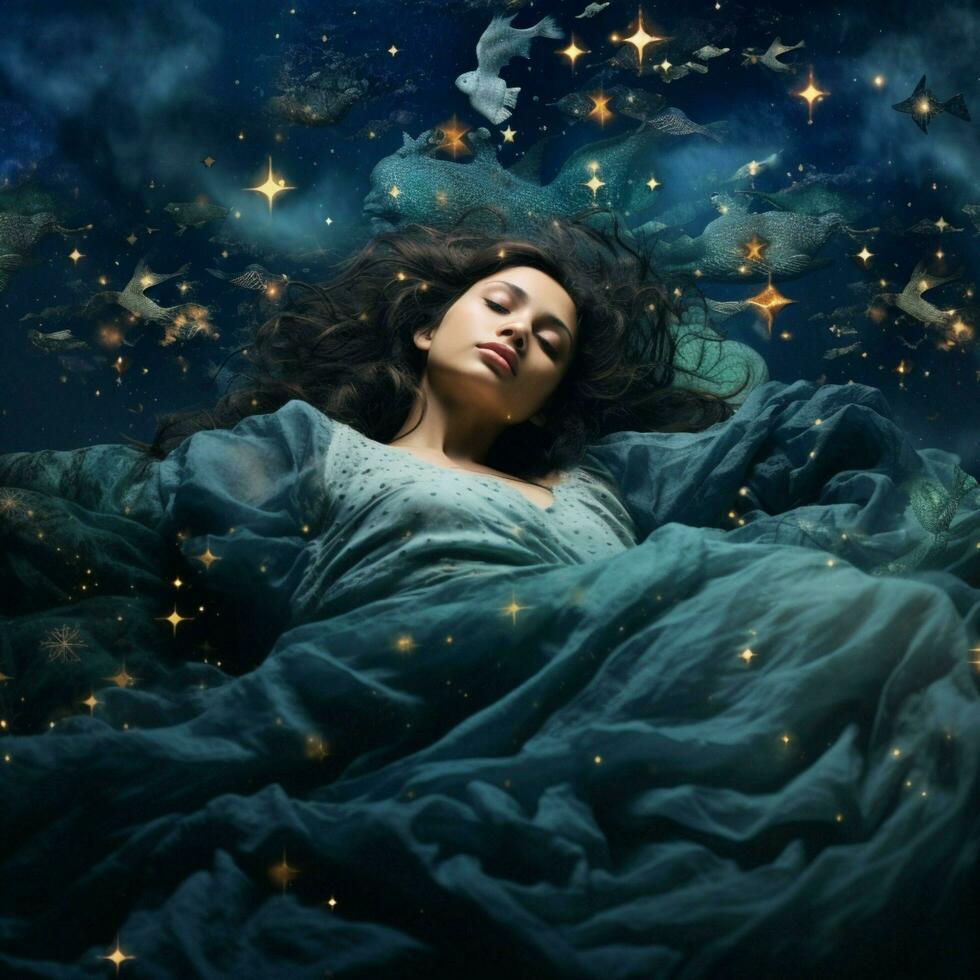 Peaceful sleep under a sea of twinkling stars photo