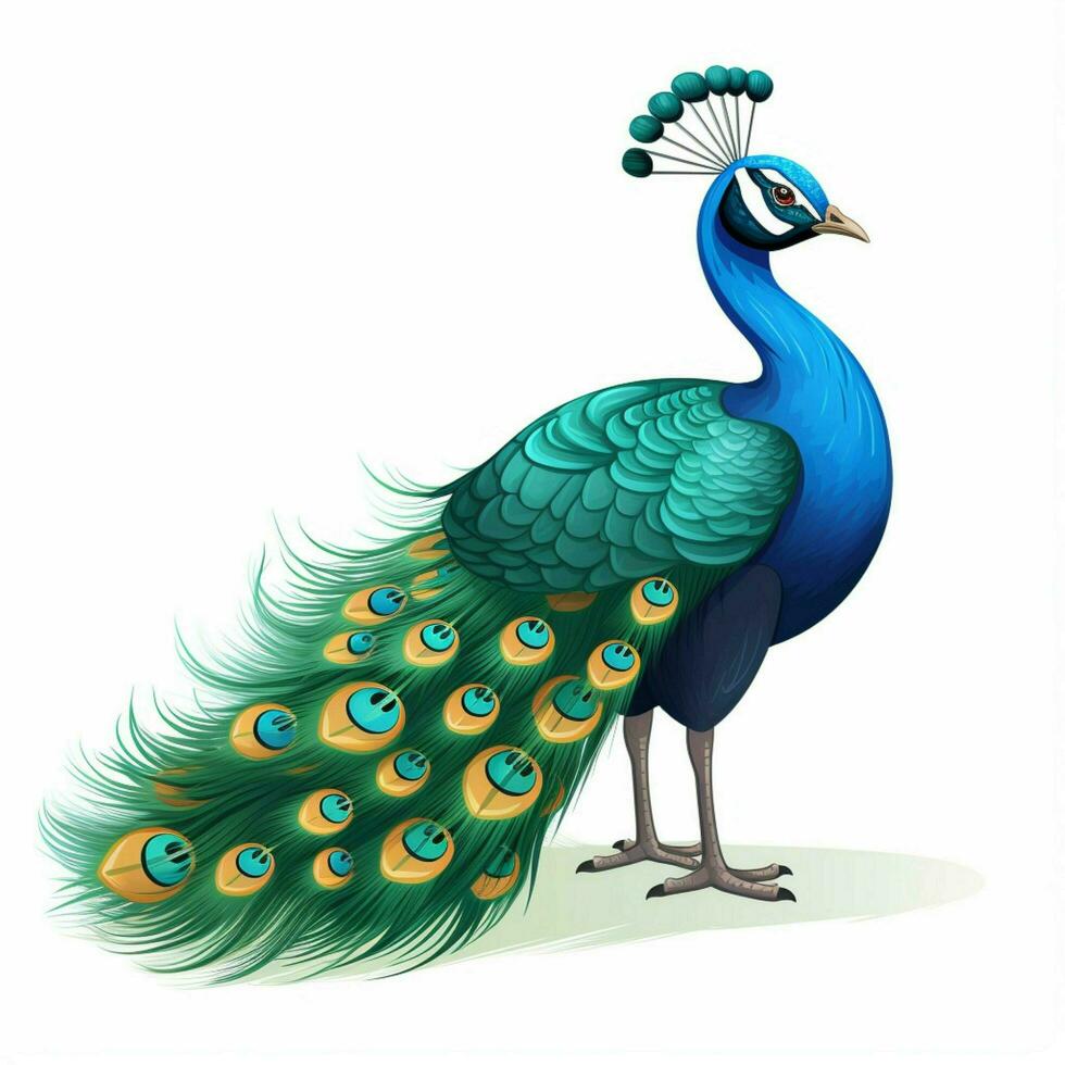 Peacock 2d cartoon vector illustration on white background photo