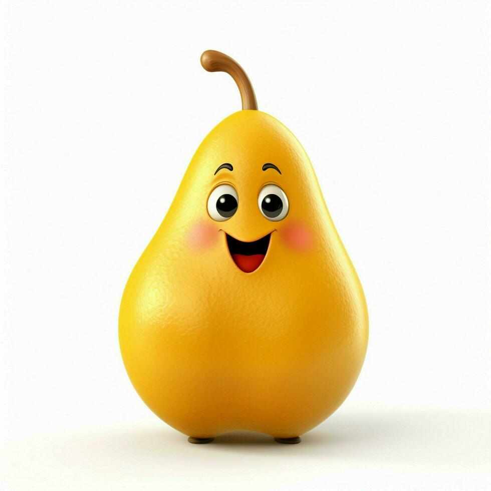 Pear 2d cartoon illustraton on white background high quali photo