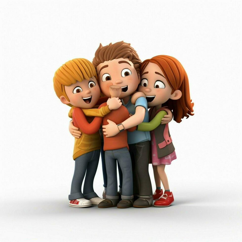 People Hugging 2d cartoon illustraton on white background photo