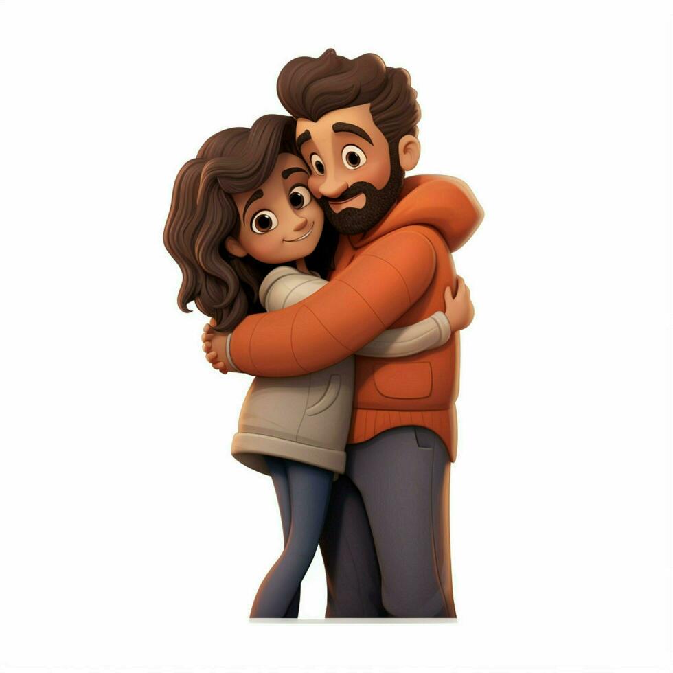 People Hugging 2d cartoon illustraton on white background photo