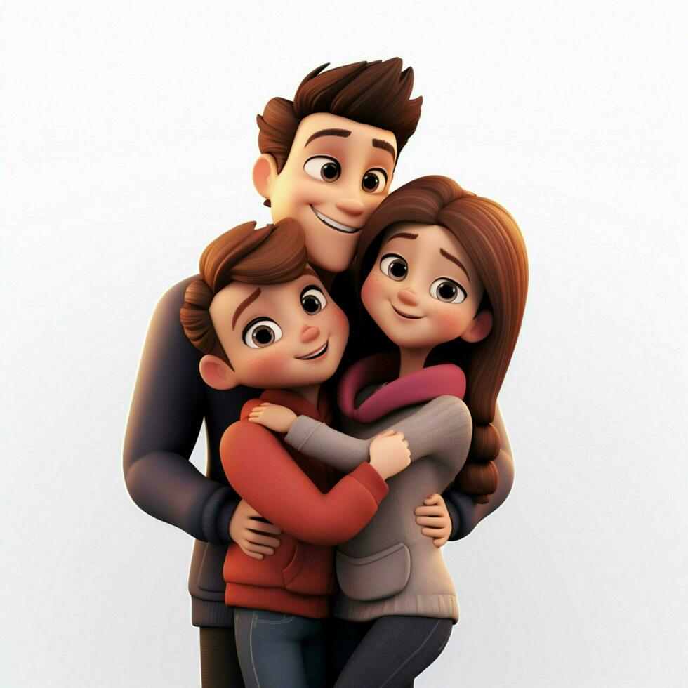 People Hugging 2d cartoon illustraton on white background photo