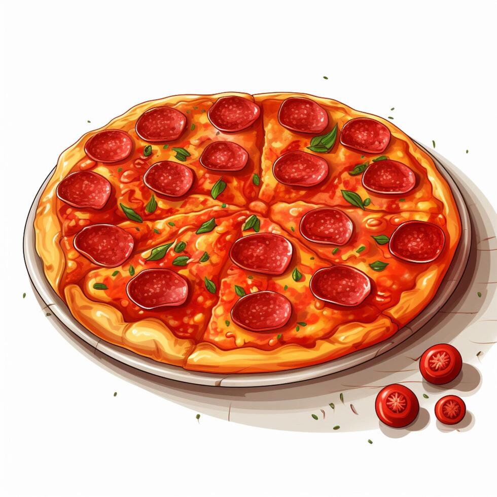 Pepperoni 2d vector illustration cartoon in white backgrou photo