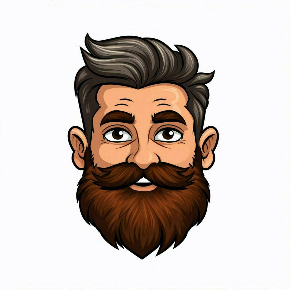 Person Beard 2d cartoon illustraton on white background hi photo