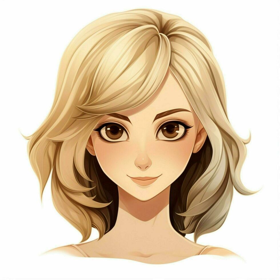 Person Blond Hair 2d cartoon illustraton on white backgrou photo