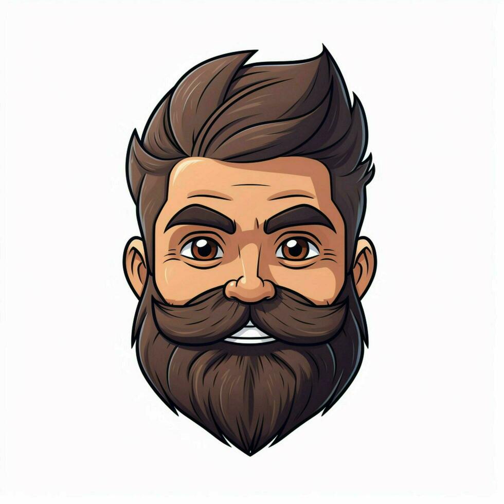 Person Beard 2d cartoon illustraton on white background hi photo