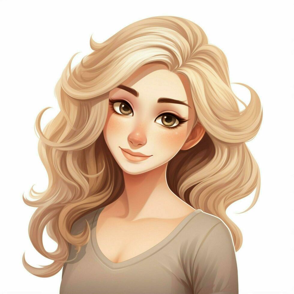 Person Blond Hair 2d cartoon illustraton on white backgrou photo