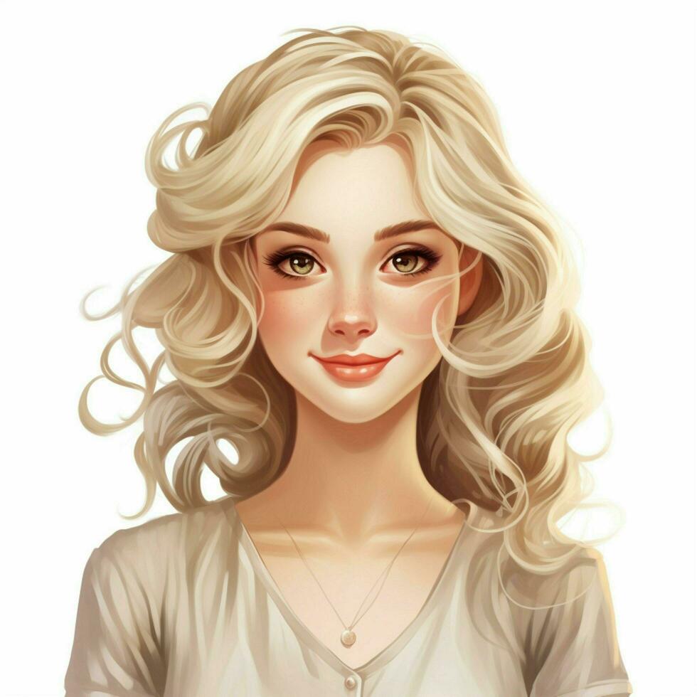 Person Blond Hair 2d cartoon illustraton on white backgrou photo