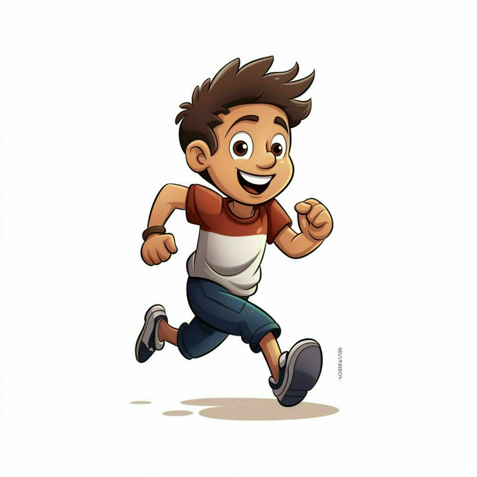 Person Running 2d cartoon illustraton on white background photo