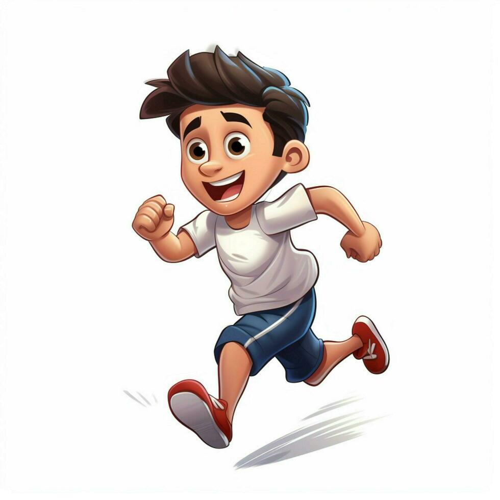 Person Running 2d cartoon illustraton on white background photo