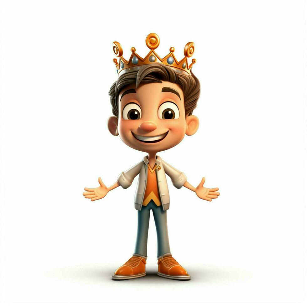 Person with Crown 2d cartoon illustraton on white backgrou photo