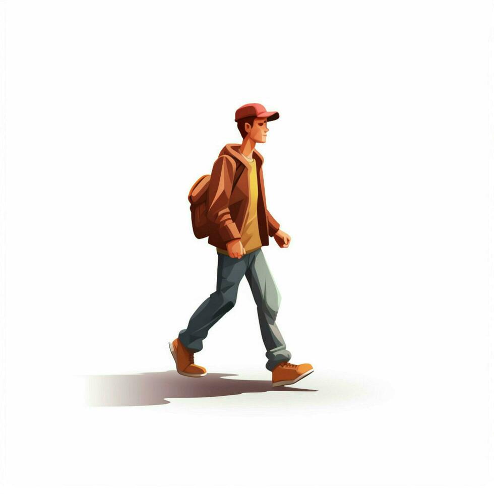 Person Walking 2d cartoon illustraton on white background photo