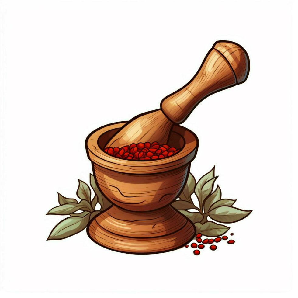 Pestle 2d cartoon illustraton on white background high qua photo
