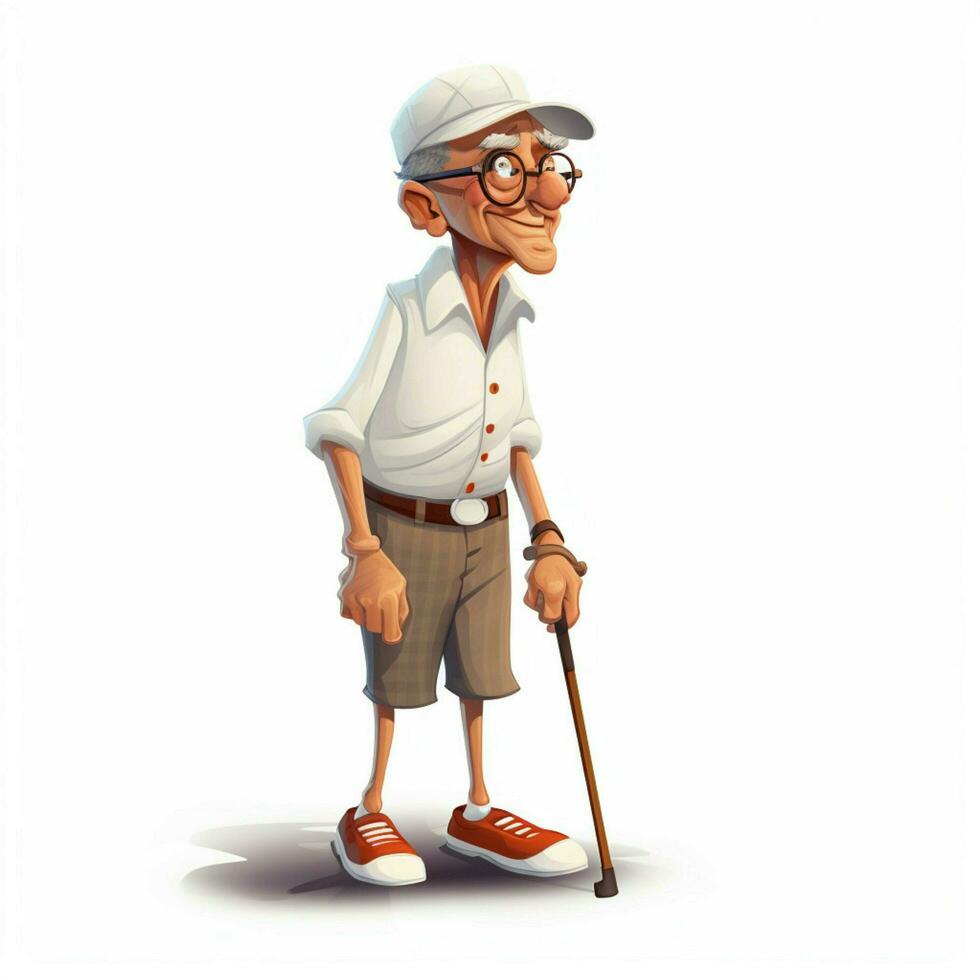 Person with White Cane 2d cartoon illustraton on white bac photo