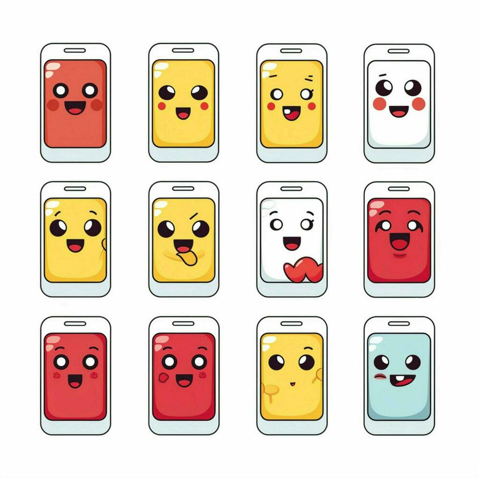 Phone Emojis 2d cartoon vector illustration on white backg photo