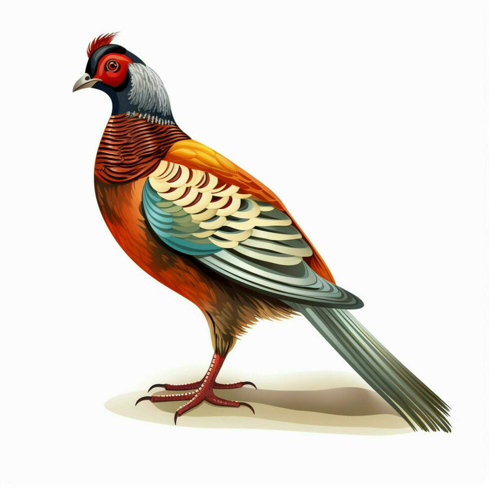 Pheasant 2d cartoon illustraton on white background high q photo