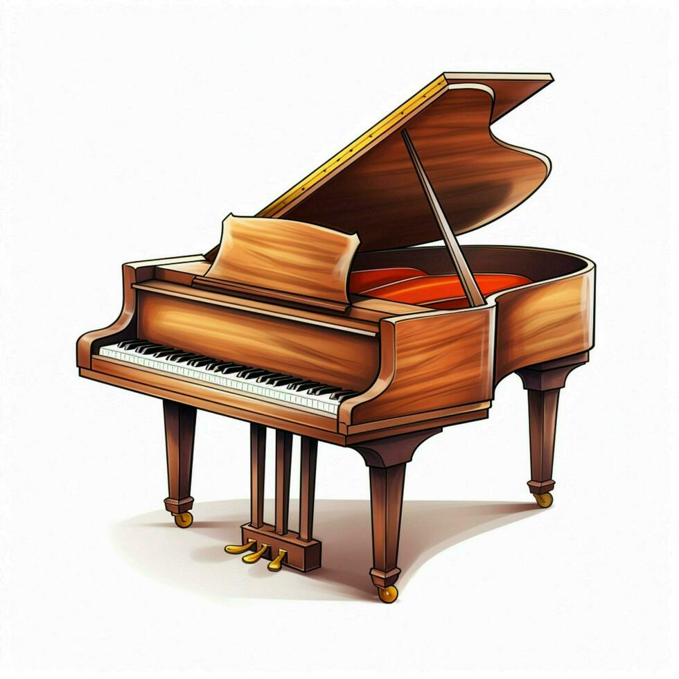 Piano 2d cartoon illustraton on white background high qual photo