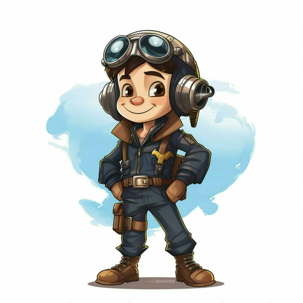 Pilot 2d cartoon illustraton on white background high qual photo