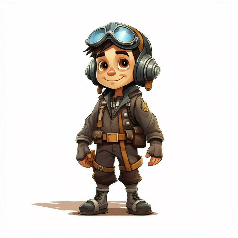 Pilot 2d cartoon illustraton on white background high qual photo