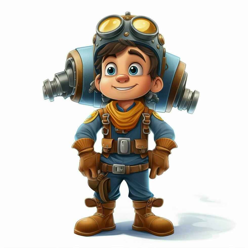 Pilot 2d cartoon illustraton on white background high qual photo