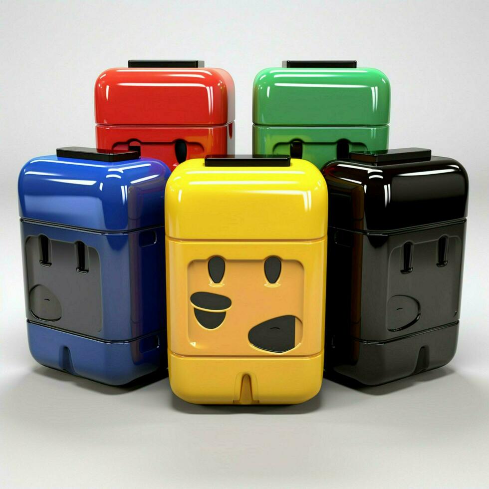 Plastic Containers 2d cartoon illustraton on white backgro photo