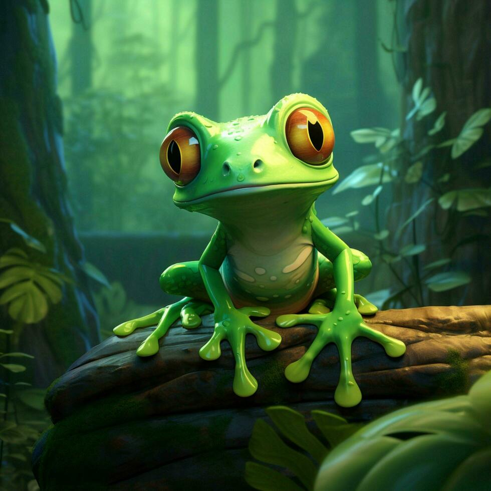 Playful amphibian lurking in the rainforest photo