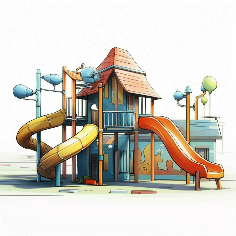 Playground 2d cartoon illustraton on white background high photo