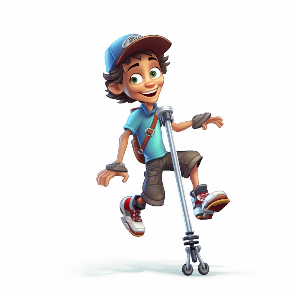 Pogo stick 2d cartoon illustraton on white background high 30691319