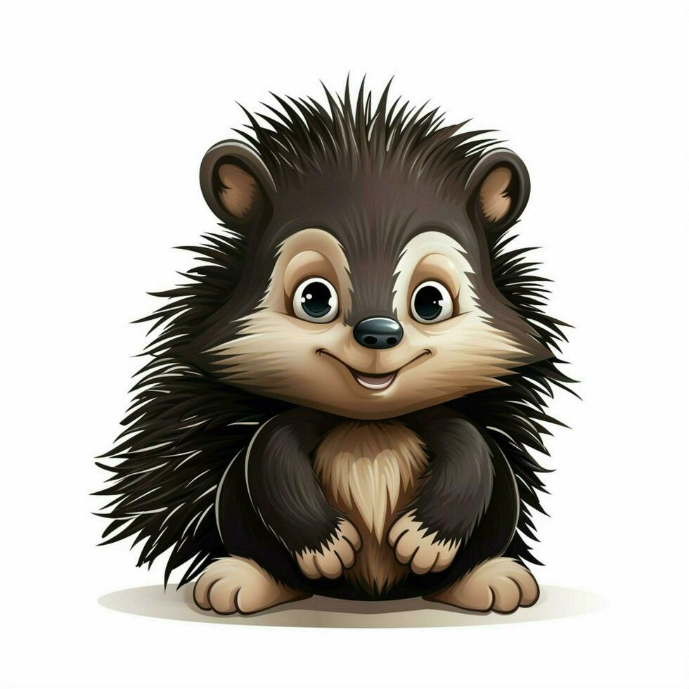 Porcupin 2d cartoon vector illustration on white backgroun photo