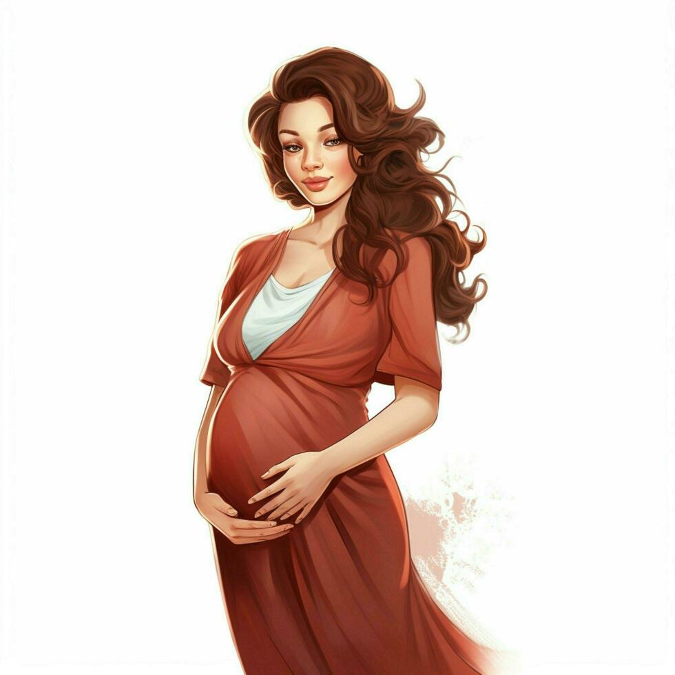 Pregnant Woman 2d cartoon illustraton on white background photo